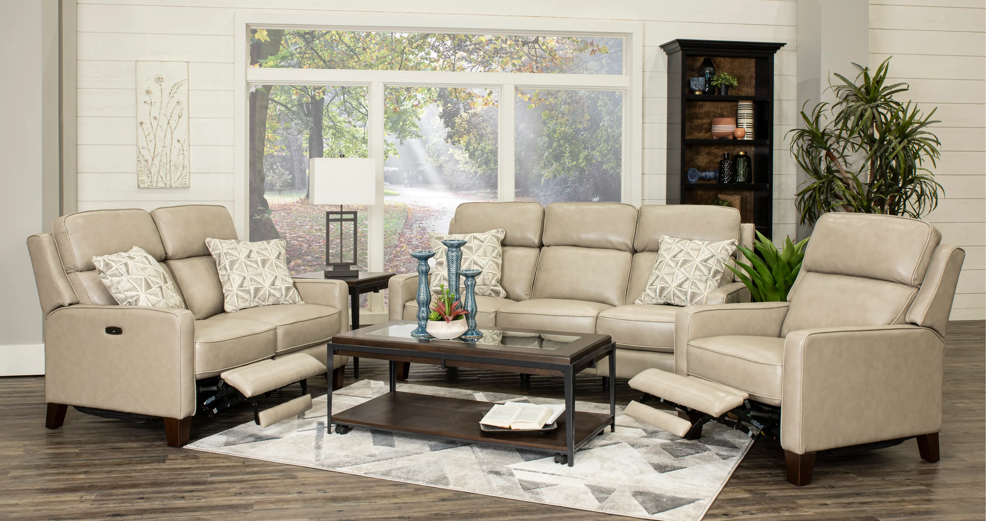 Madrid Taupe Leather Power Reclining Loveseat