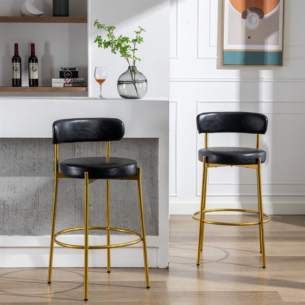 37.8 Inch Modern PU Bar Stool Height Stool Dining Chairs Set of 2