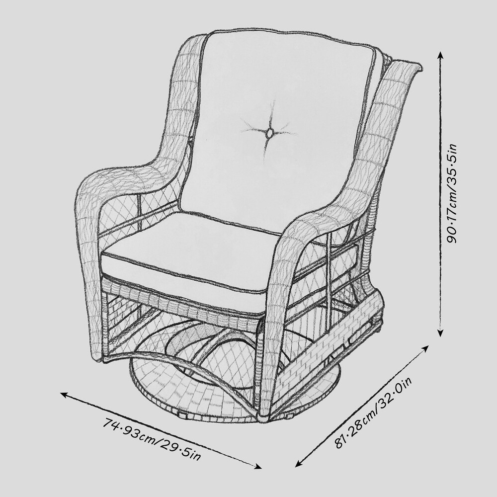 3 piece Wicker Swivel Chair Conversation Set by Havenside Home