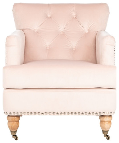 Leonard Tufted Club Chair Blush Pink/Whitewash   Eclectic   Armchairs And Accent Chairs   by V.S.D Furniture  Houzz