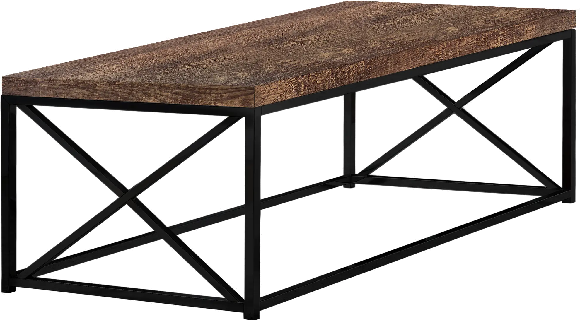 Industrial Brown Coffee Table with Black Base - Lewiston