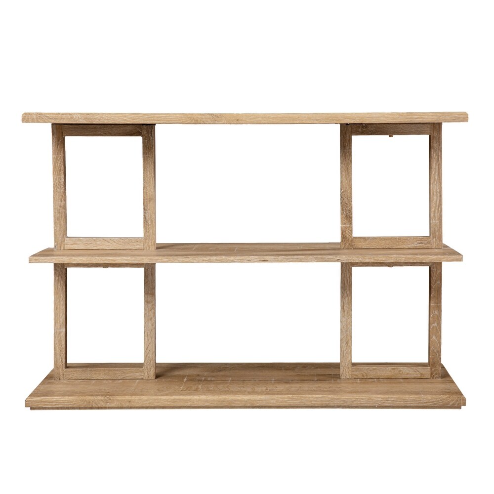 SEI Furniture Mabery Transitional Natural Wood Three Tier Console Table