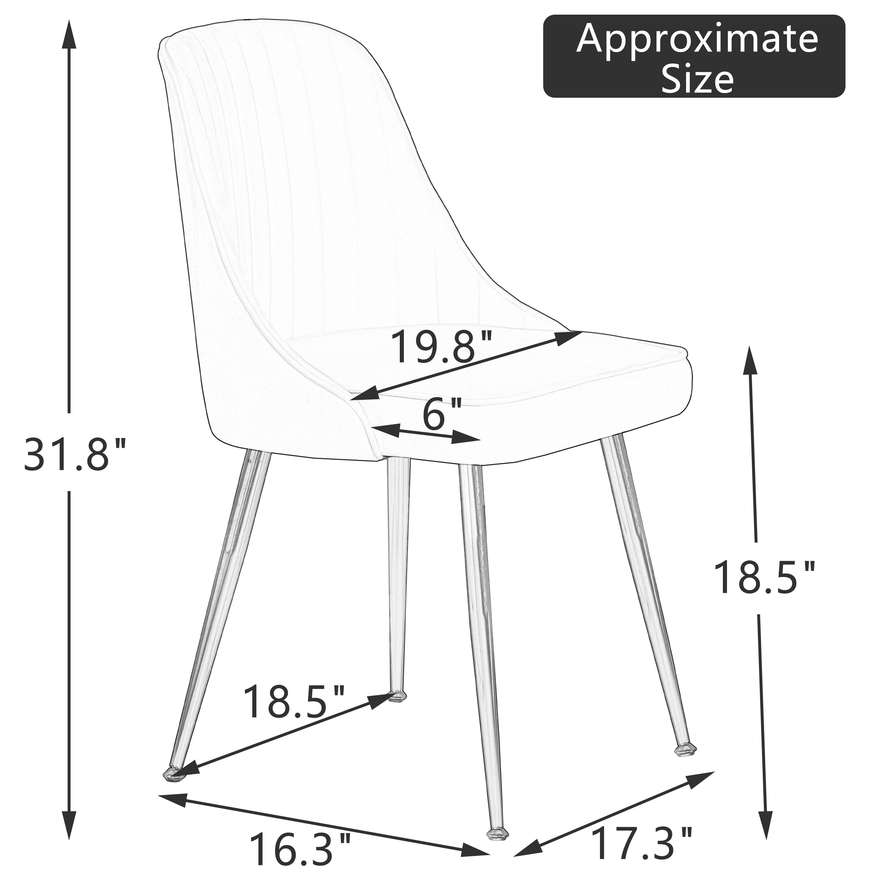 MOJAY Velvet Dining Chairs with Golden Legs， Set of 2， White