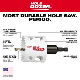 MW 1-14 in. Hole Dozer Bi-Metal Hole Saw with 38 in. Arbor  Pilot Bit 49-56-9664