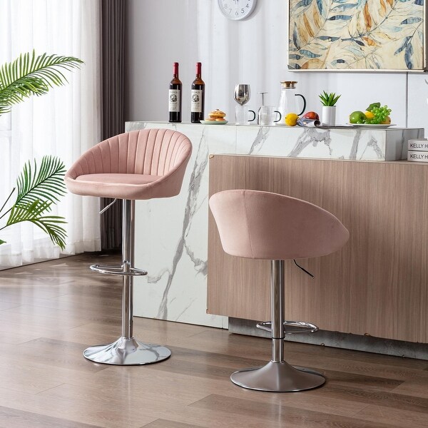 Modern Bar Stools with Back and Footrest， set of 2