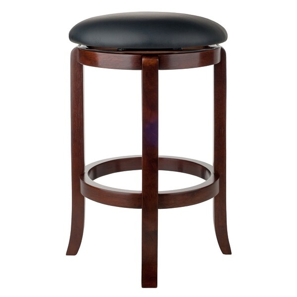 Walcott Cushion Swivel Seat Counter Stool， Black and Walnut - Walnut / Black