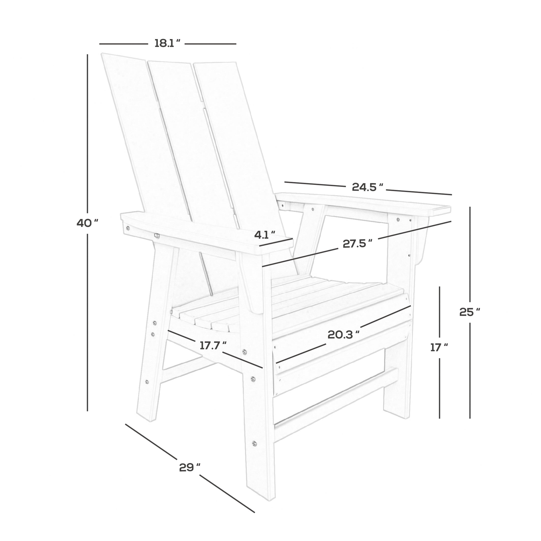 WestinTrends Ashore Adirondack Dining Chairs, All Weather Poly Lumber Outdoor Patio Chairs Modern Farmhouse Dining Chairs Support 350 LBS, Comfortable Curved Seat and Back, Black