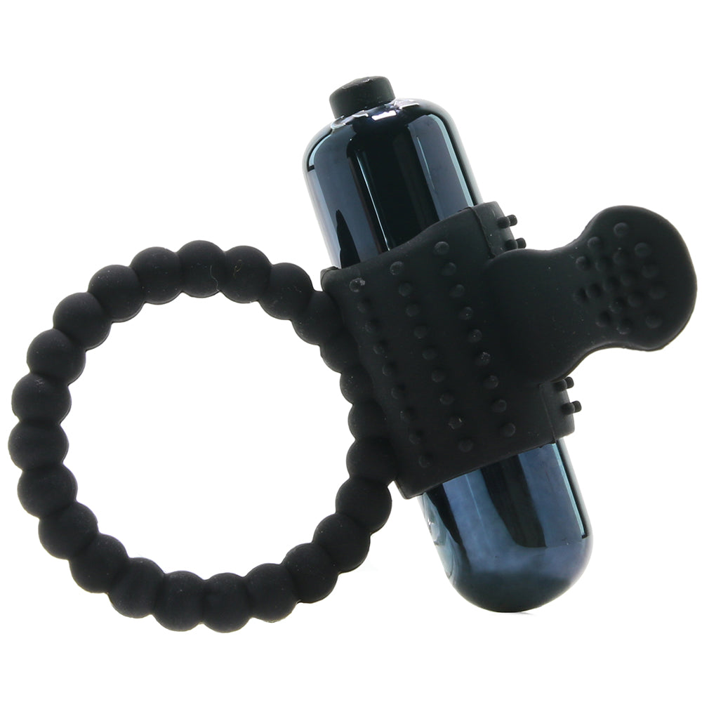 Vibrating Silicone Super Ring in Black