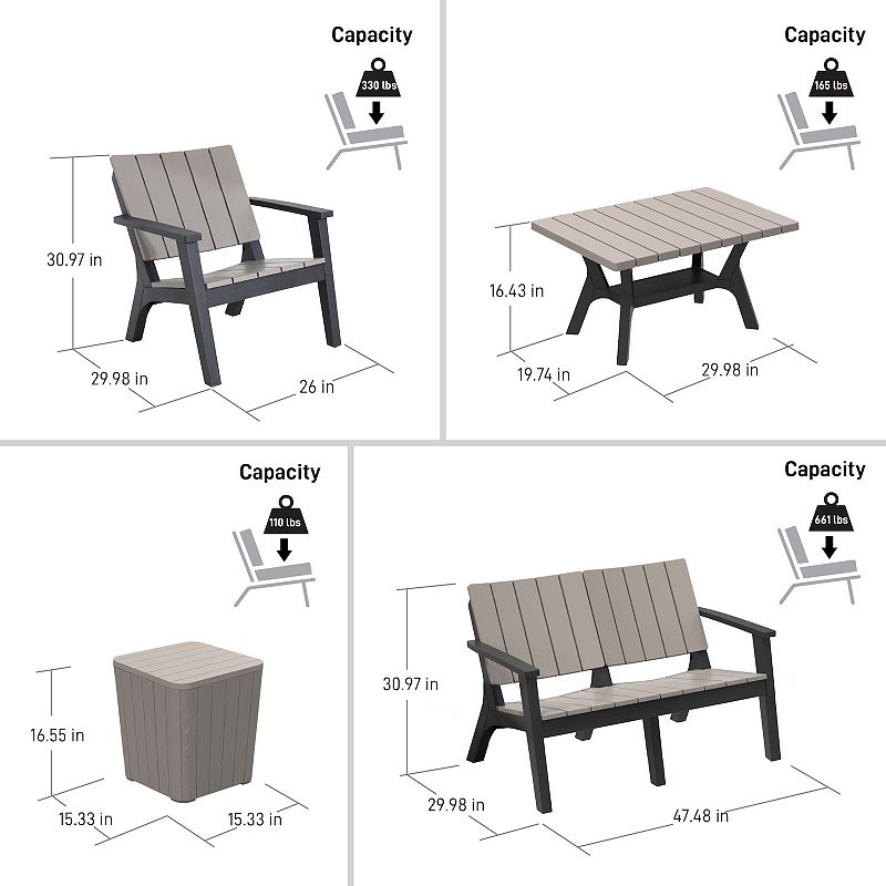 Dukap Enzo Patio Loveseat， Chair and Table 7-piece Set