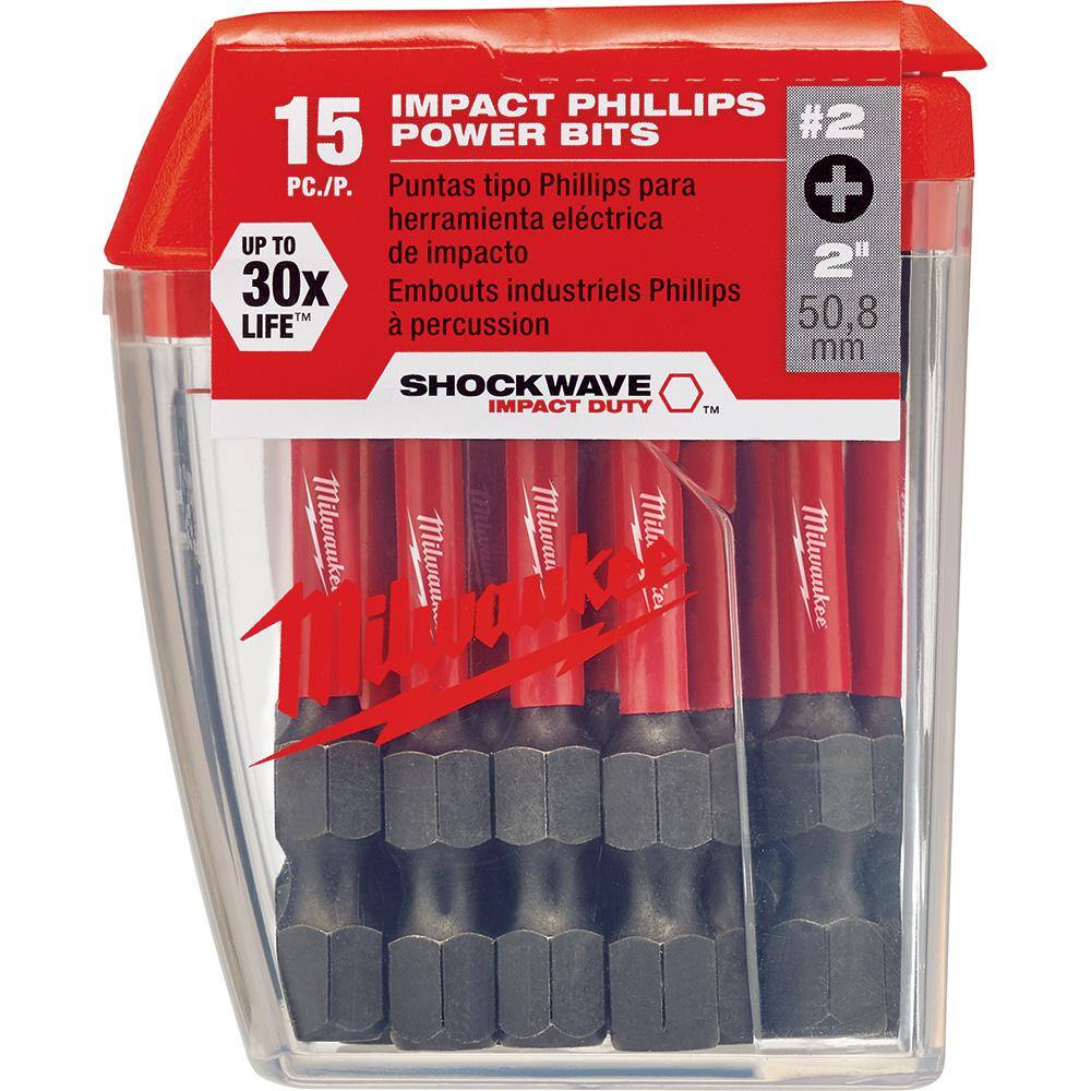 MW SHOCKWAVE Impact Duty 2 in. Phillips #2 Alloy Steel Screw Driver Bit Set (60-Pack) 48-32-5004-4X