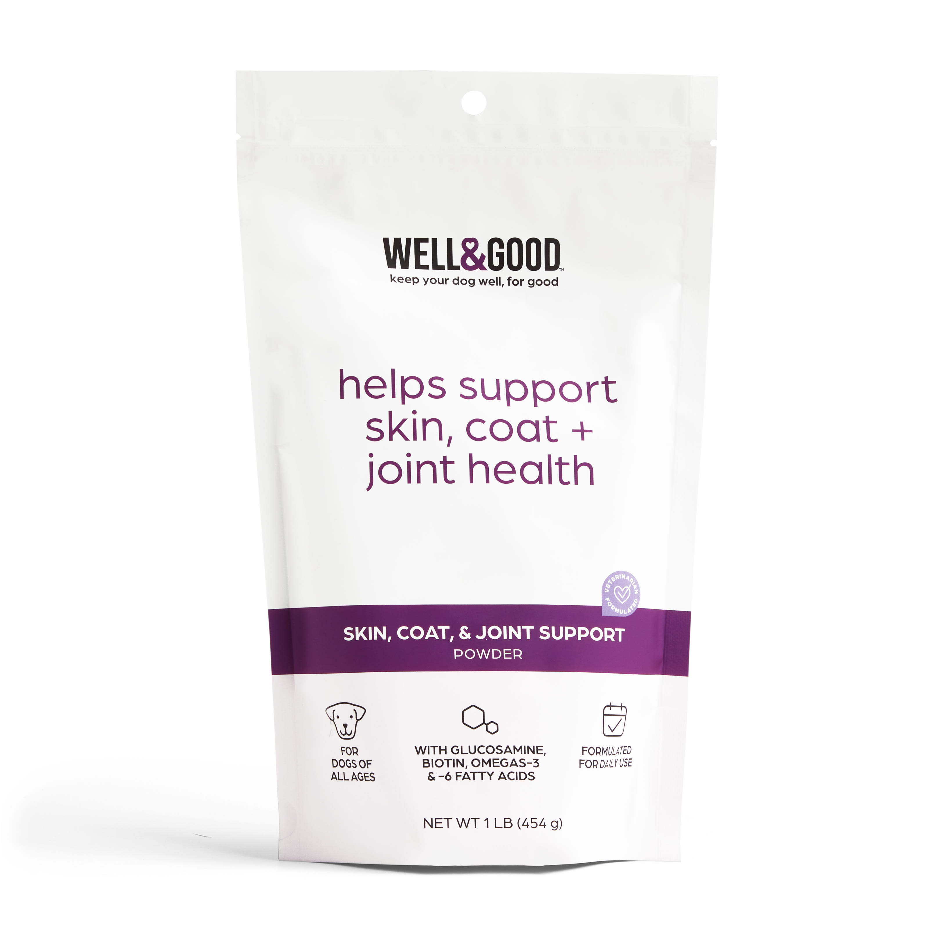 WELL  GOOD Skin， Coat amp; Joint Support Powder for Dogs， 1 lb.