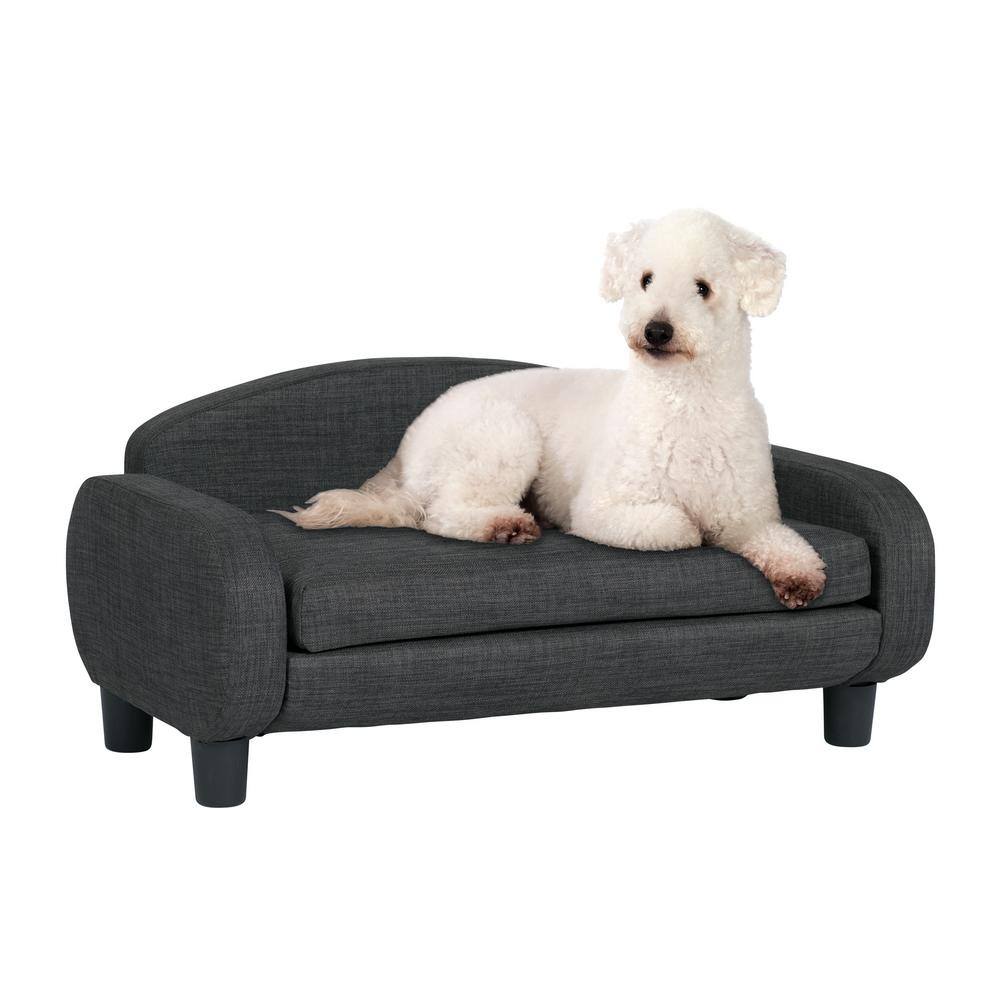 Paws & Purrs 31.5 in. Modern Pet Sofa for Small to Medium Dog or Cat in Dark Gray Finish with Removable/Washable Mattress Bed 61013