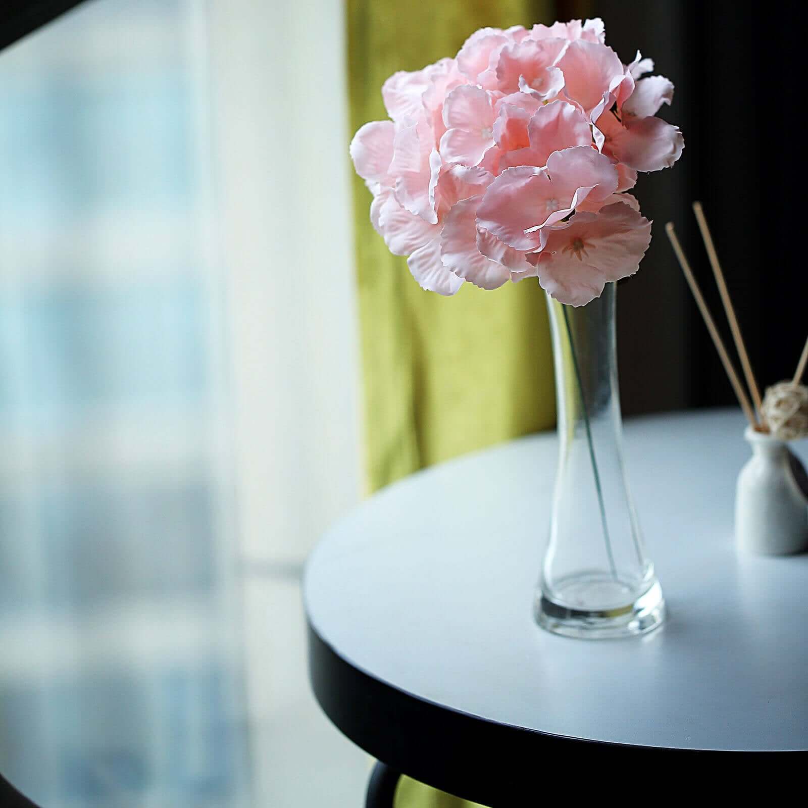 10 Flower Head and Stems Blush Artificial Satin Hydrangeas, DIY Arrangement