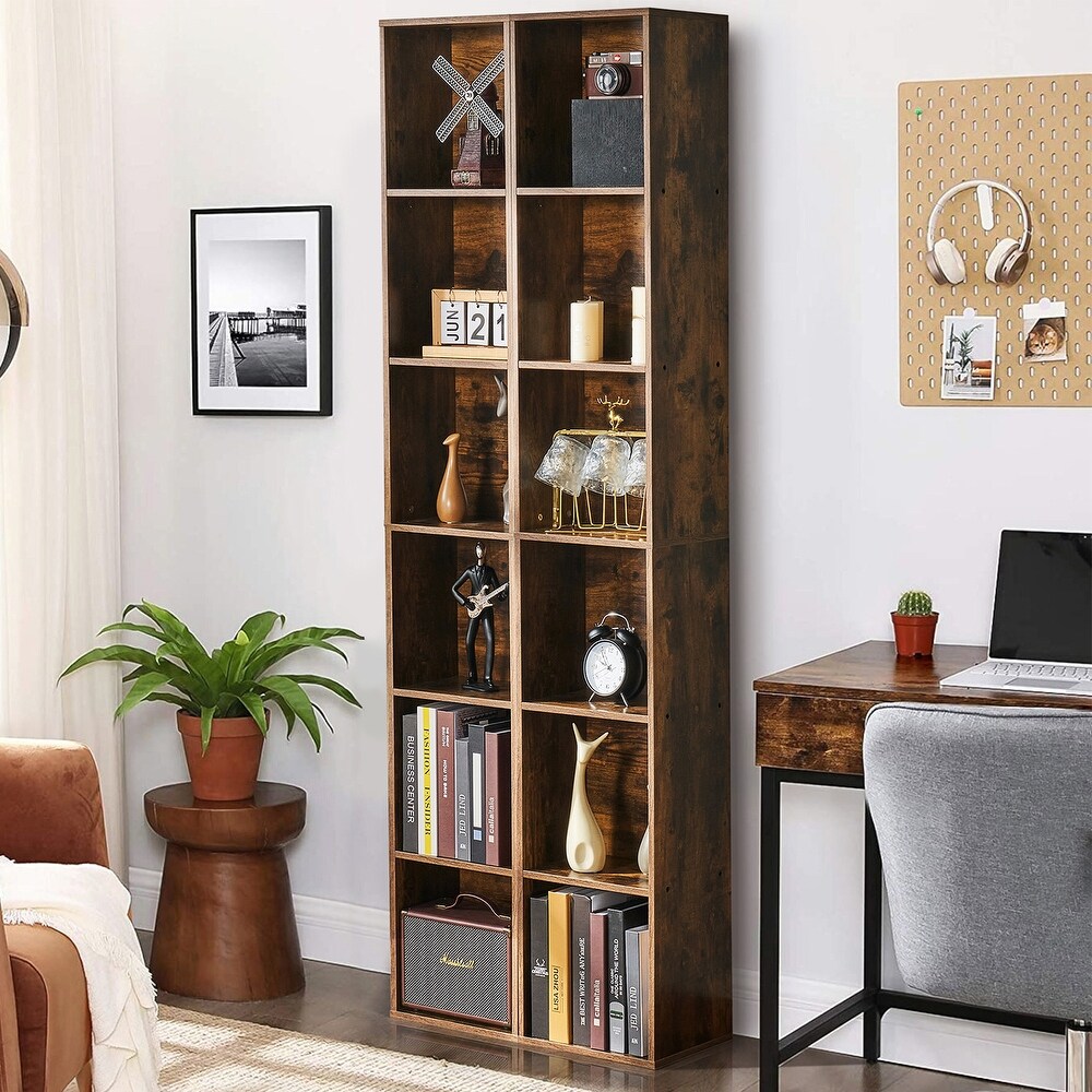 Tall Narrow Bookshelf  6 Tier Cube Display Rack