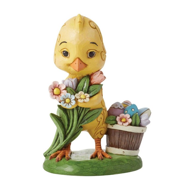 Jim Shore One Cute Easter Chick One Figurine 5 0 Inches Painted Eggs Flowers 6014393 Polyresin Yellow