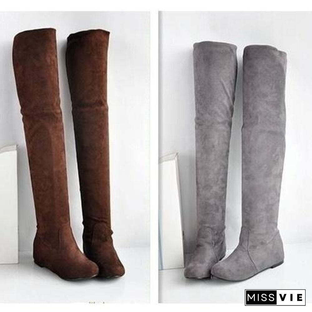 Fashion Black Leopard Women Boots Winter Spring Ladies Flat Bottom Boots Shoes Over The Knee High Leg Suede Long Boots And Short Boots Designer