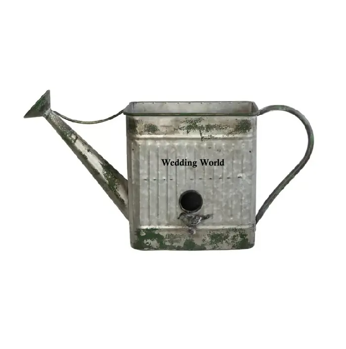 Galvanized Water Can High Quality Handmade Designer Fancy Watering Can Round Shape Green Color Wholesale Metal Water Can