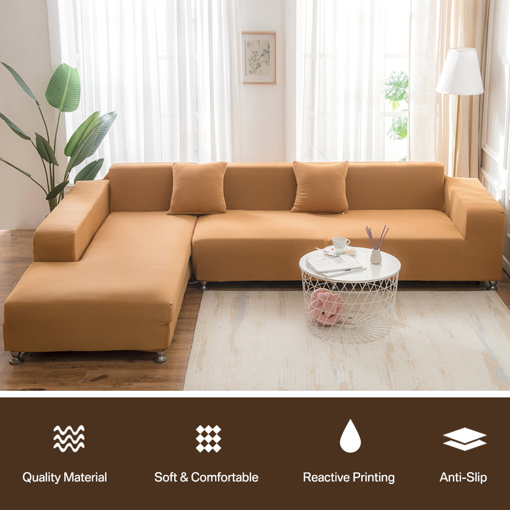 Sofa Covers for L Shape, Polyester Fabric Stretch Slipcovers 3 + 2 seat for Sectional sofa L-shape Couch