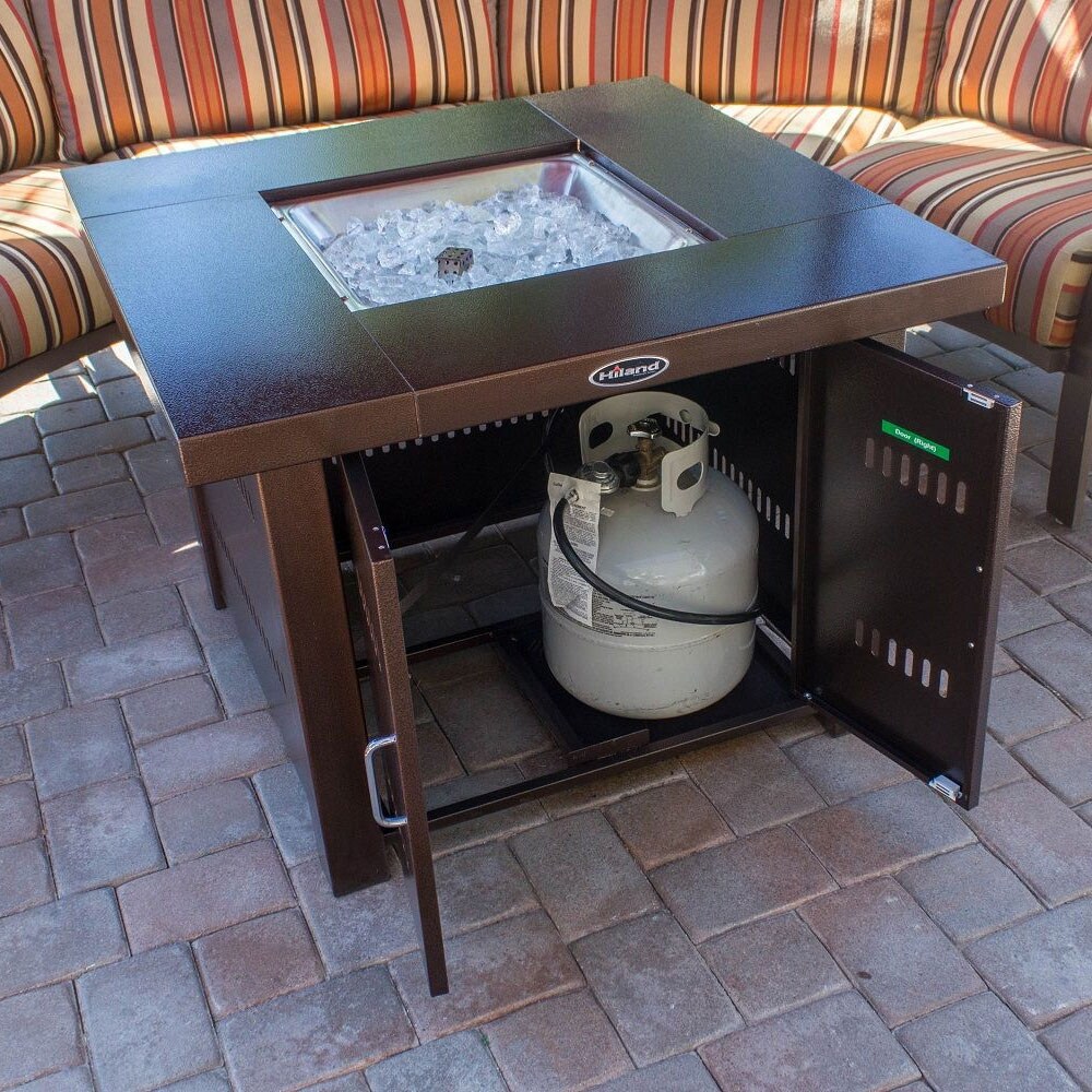 AZ Patio Heaters GS F PC Fire Pit 38 In 40 000 BTU Table w/ Glass Beads  Bronze