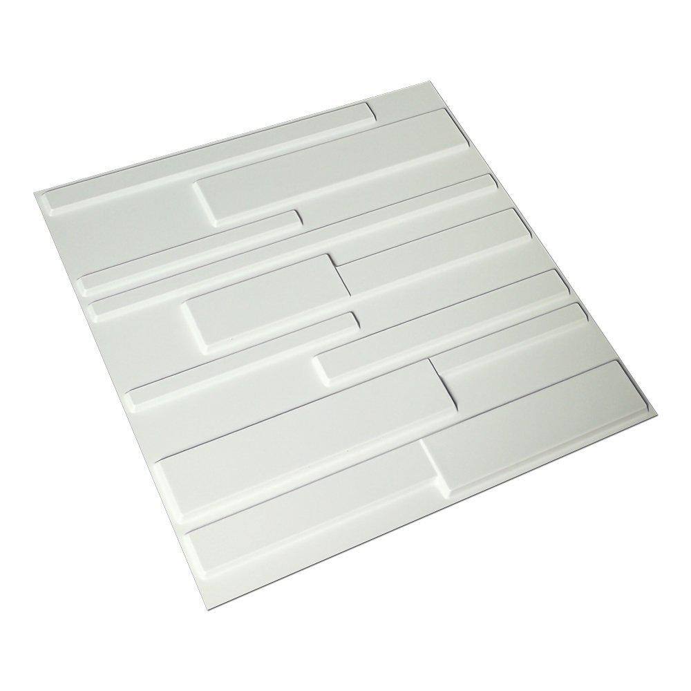 Art3dwallpanels 19.7 in. x 19.7 in. x 1 in. PVC Brick 3D Wall Panels in Matt White (12-Pack) A10hd032