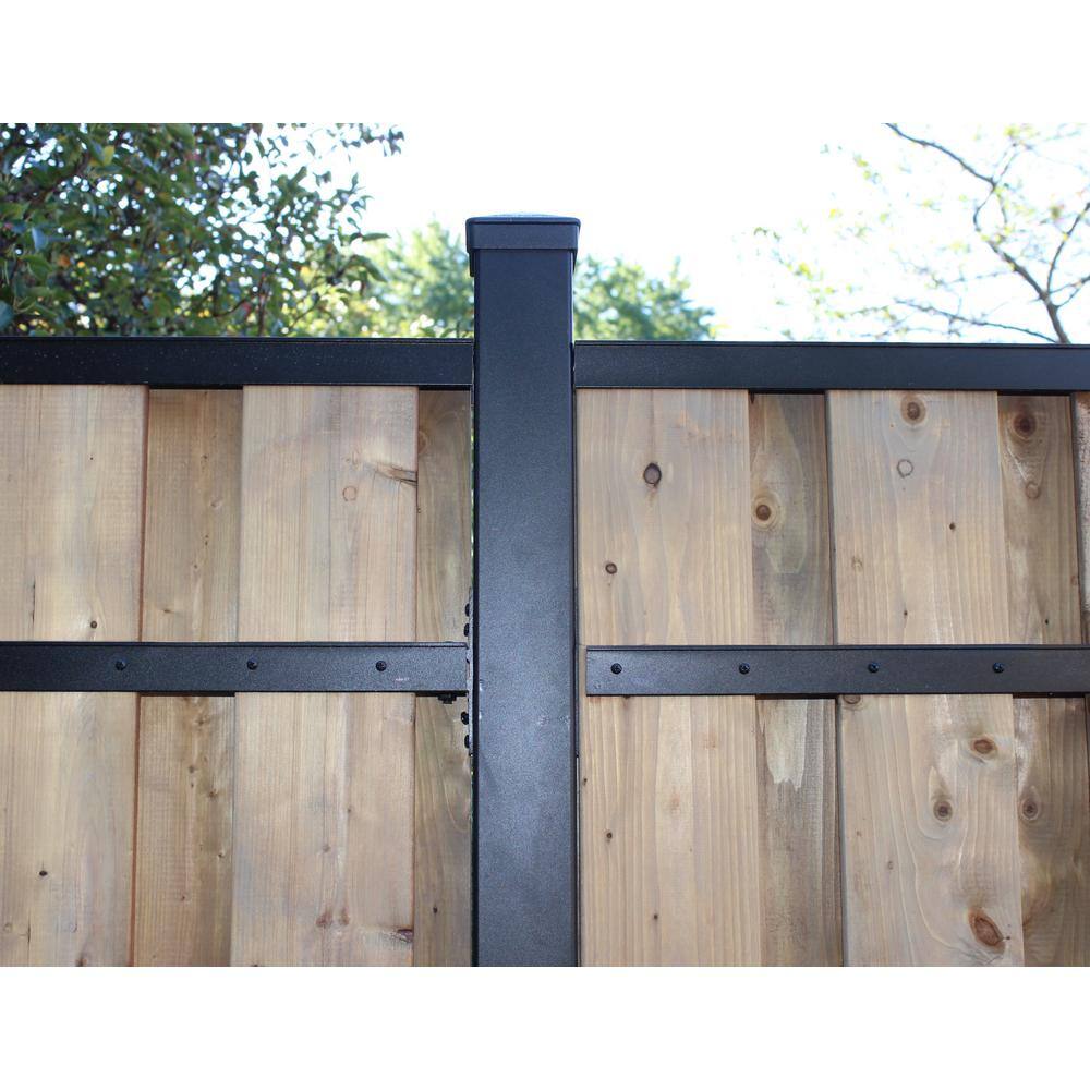 Slipfence 3 in. x 3 in. x 100 in. Black Powder Coated Aluminum Fence Post Includes Post Cap SF2-PK308