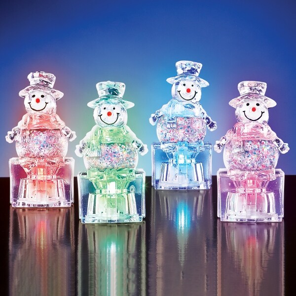 Lighted Color Changing Tabletop Acrylic Snowmen