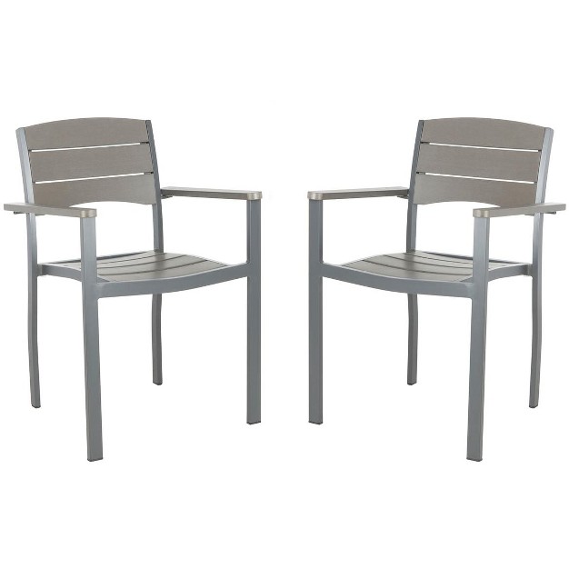 Gerhardt Stackable Chair set Of 2 Grey Safavieh