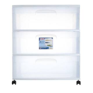 Sterilite Home 3-Drawer Cart Clear Portable Durable Storage Container on Casters 29308001