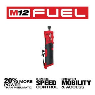 MW M12 FUEL 12V Lithium-Ion Brushless Cordless 14 in. Right Angle and Straight Die Grinder Kit (Tool-Only Kit) 2485-20-2486-20