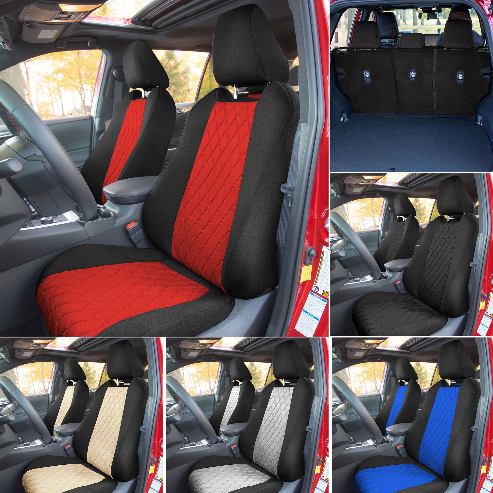 TLH Beige Front Set Neosupreme Custom Fit Seat Covers for 2019-2022 Toyota Rav4 LE | XLE | Limited with Water Resistant Neoprene Insert