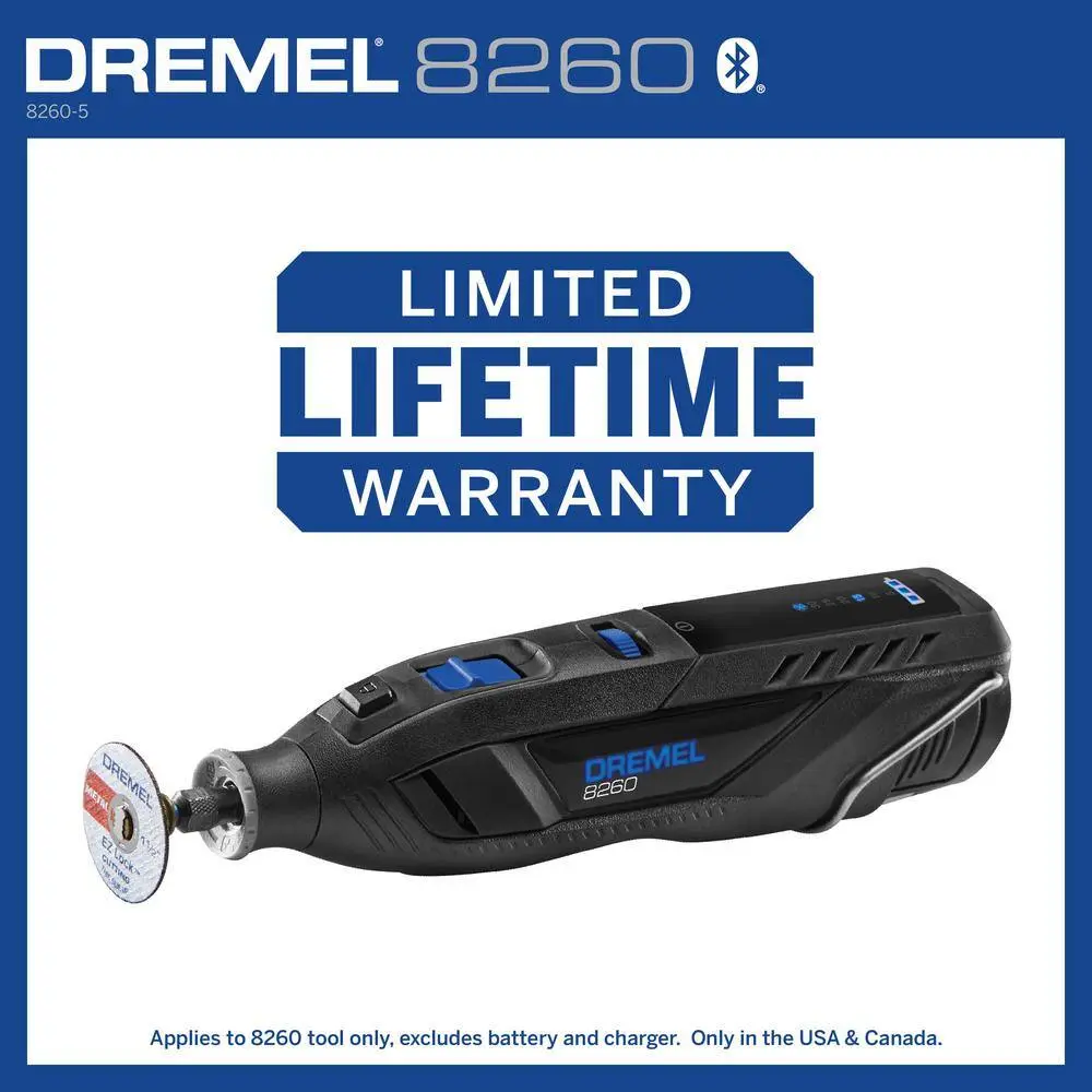 Dremel 8260 12VLi-Ion Variable Speed Cordless Smart Rotary Tool with Brushless Motor5 accessories3Ah BatteryChargerTool Bag