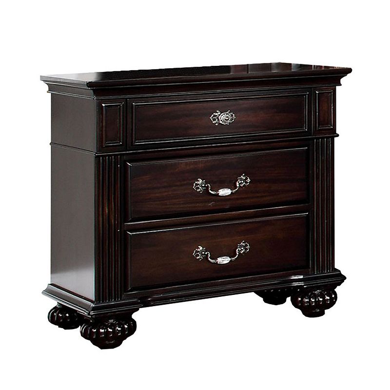 Syracuse Traditional Style Beautiful Nightstand， Dark Walnut