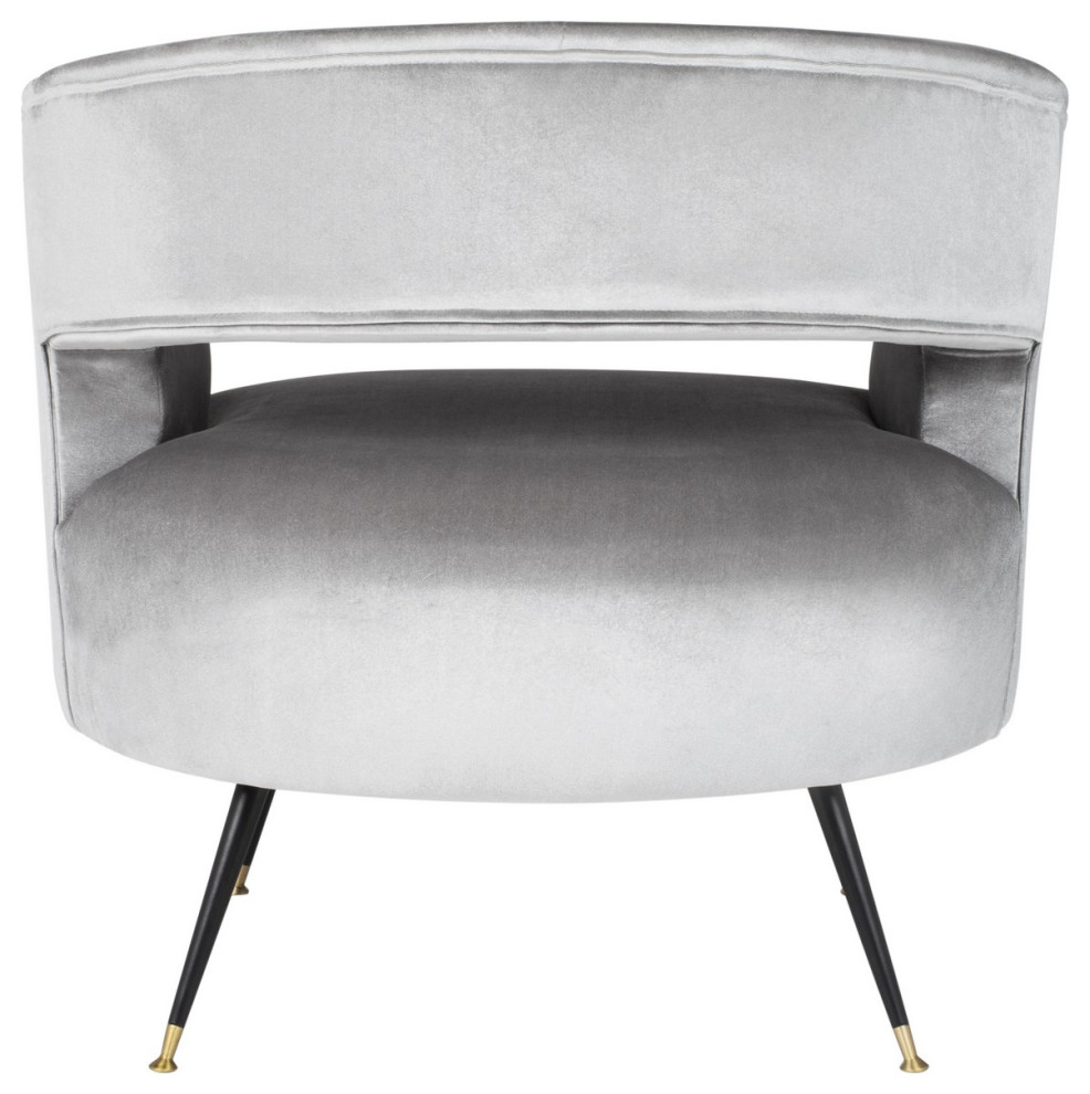 Natalie Velvet Retro Mid Century Accent Chair Light Grey   Midcentury   Armchairs And Accent Chairs   by Peachtree Fine Furniture  Houzz