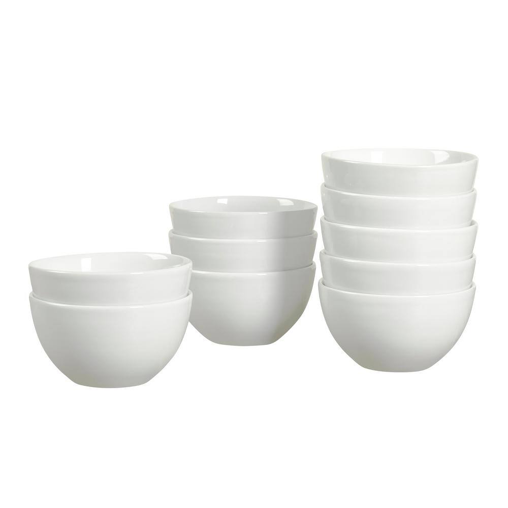 Tabletops Gallery 22 fl. oz. White Round Stoneware Cereal Bowls (Set of 10) TTU-P7233-EC