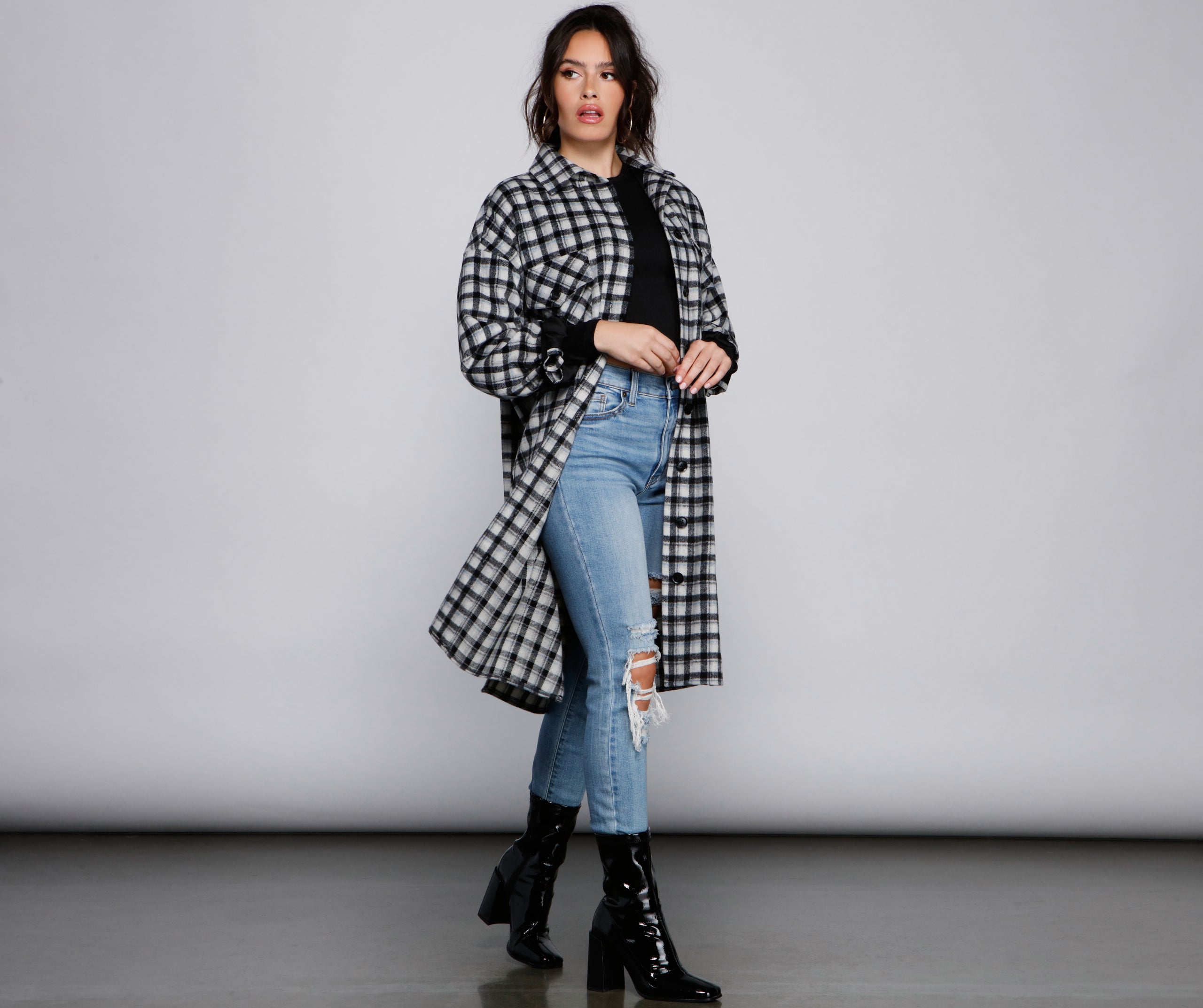 Cozy Days Long Plaid Shacket