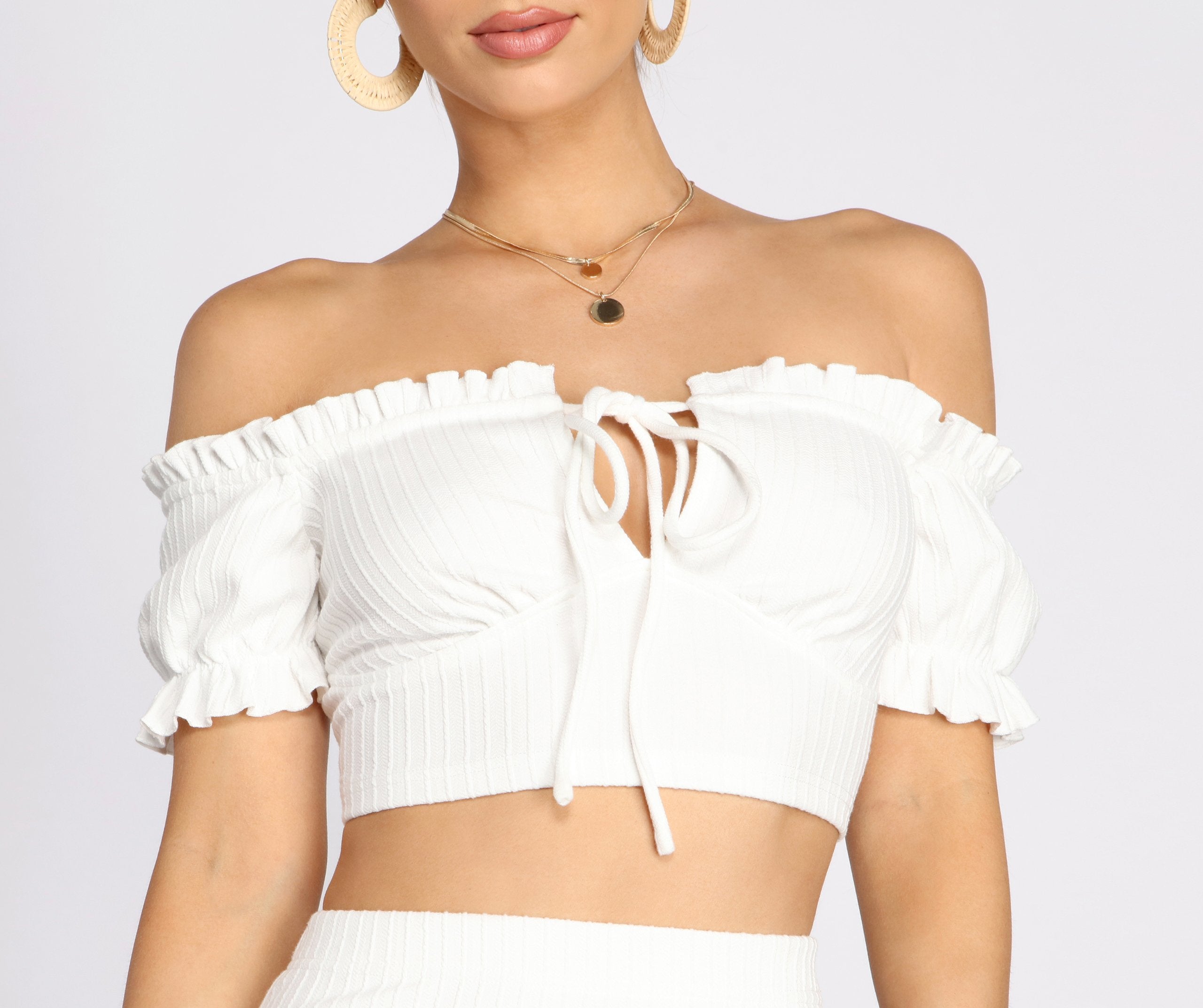 PLACEHOLDER - Ready For My Close Up Textured Crop Top