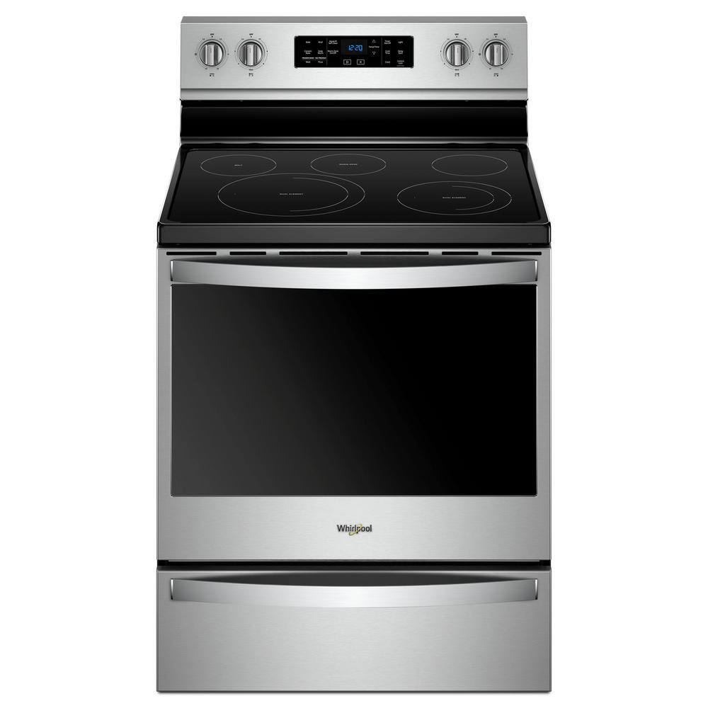 Whirlpool 6.4 cu. ft. Electric Range in Fingerprint Resistant Stainless Steel with Frozen Bake Technology WFE775H0HZ