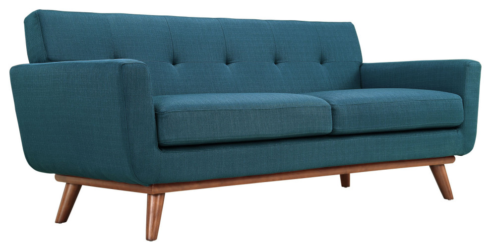 2 Piece Engage Armchair and Loveseat Set  Upholstered Fabric   Midcentury   Sofas   by Timeout PRO  Houzz