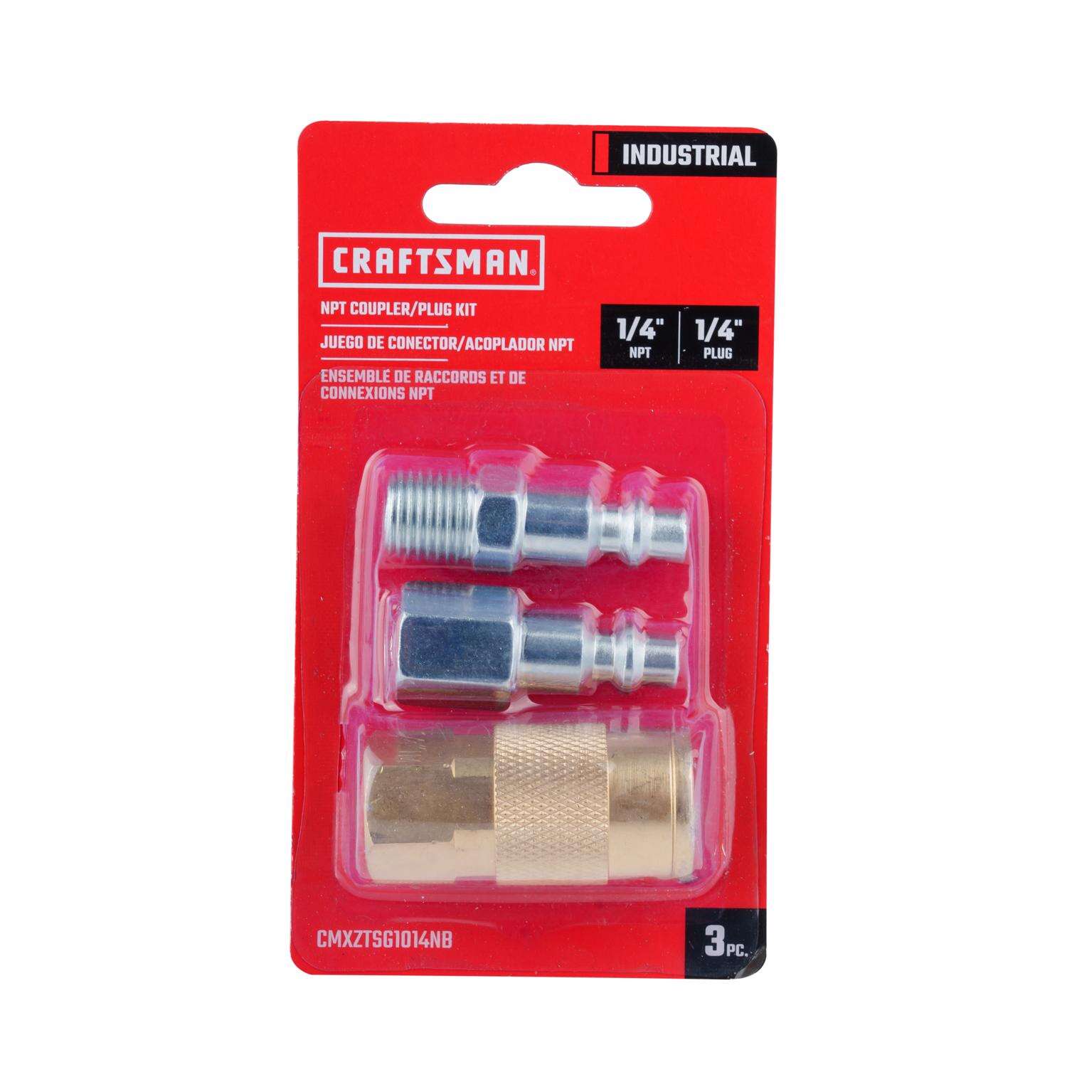 Craftsman Brass/Steel Industrial Air Coupler and Plug Set 1/4 in. 3 pc