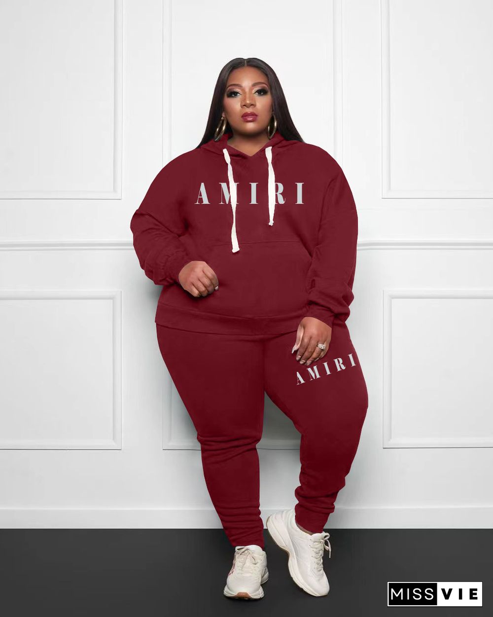 Plus Size Hoodies Sweatshirt Joggers Pants Suit