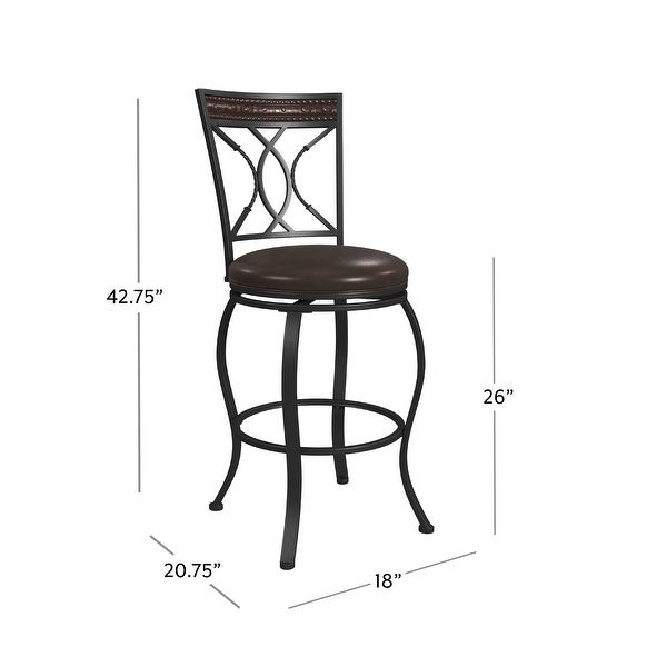 Hillsdale Furniture Kirkham Metal Counter Height Stool， Black Silver - 42.75H x 18W x 20.75D; Seat Height: 26H