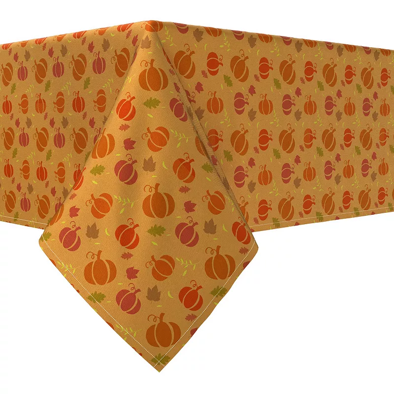 Rectangular Tablecloth， 100% Cotton， 60x84， Orange Stenciled Pumpkins