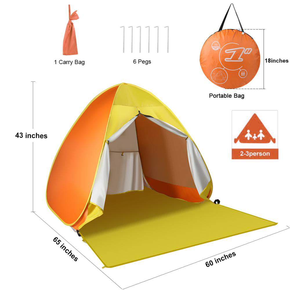 Fbsport Pop UP Beach Tent， Mini Portable Tent with Curtian， Arch Camping Tent Sun Shelter with Carry Bag，UV Protection for 1-2 Person