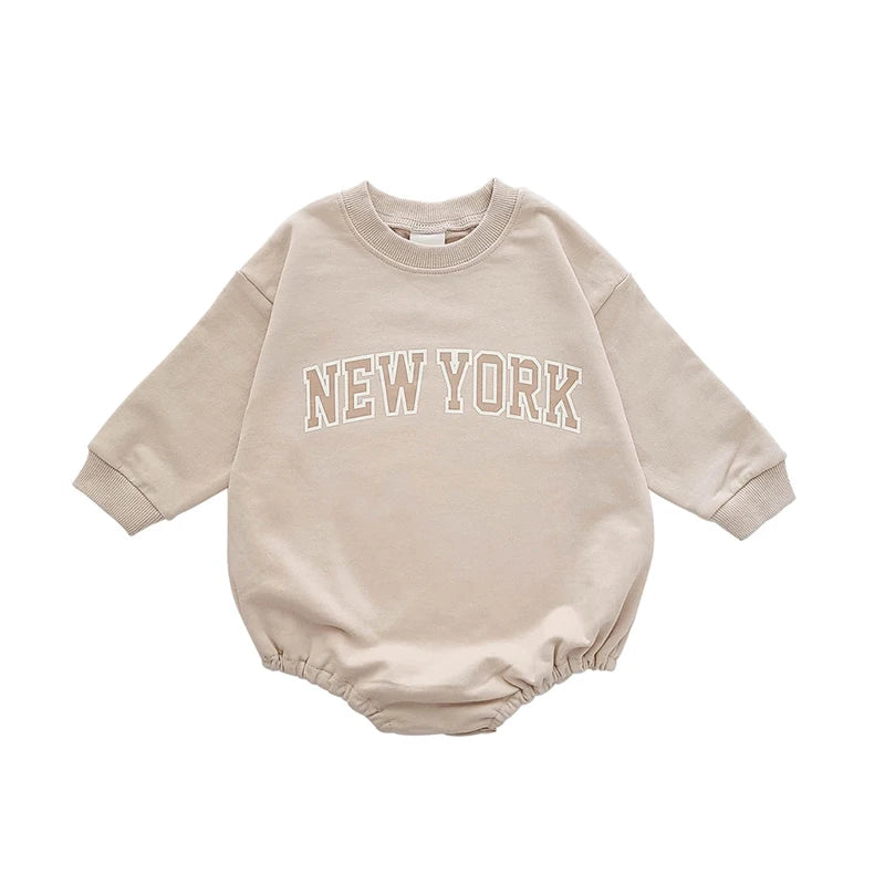 2024 Baby Romper INS 0-12M Newborn Infant Baby Boy Girl Romper Cute New York Letter Long Sleeve Jumpsuit Playsuit Clothing