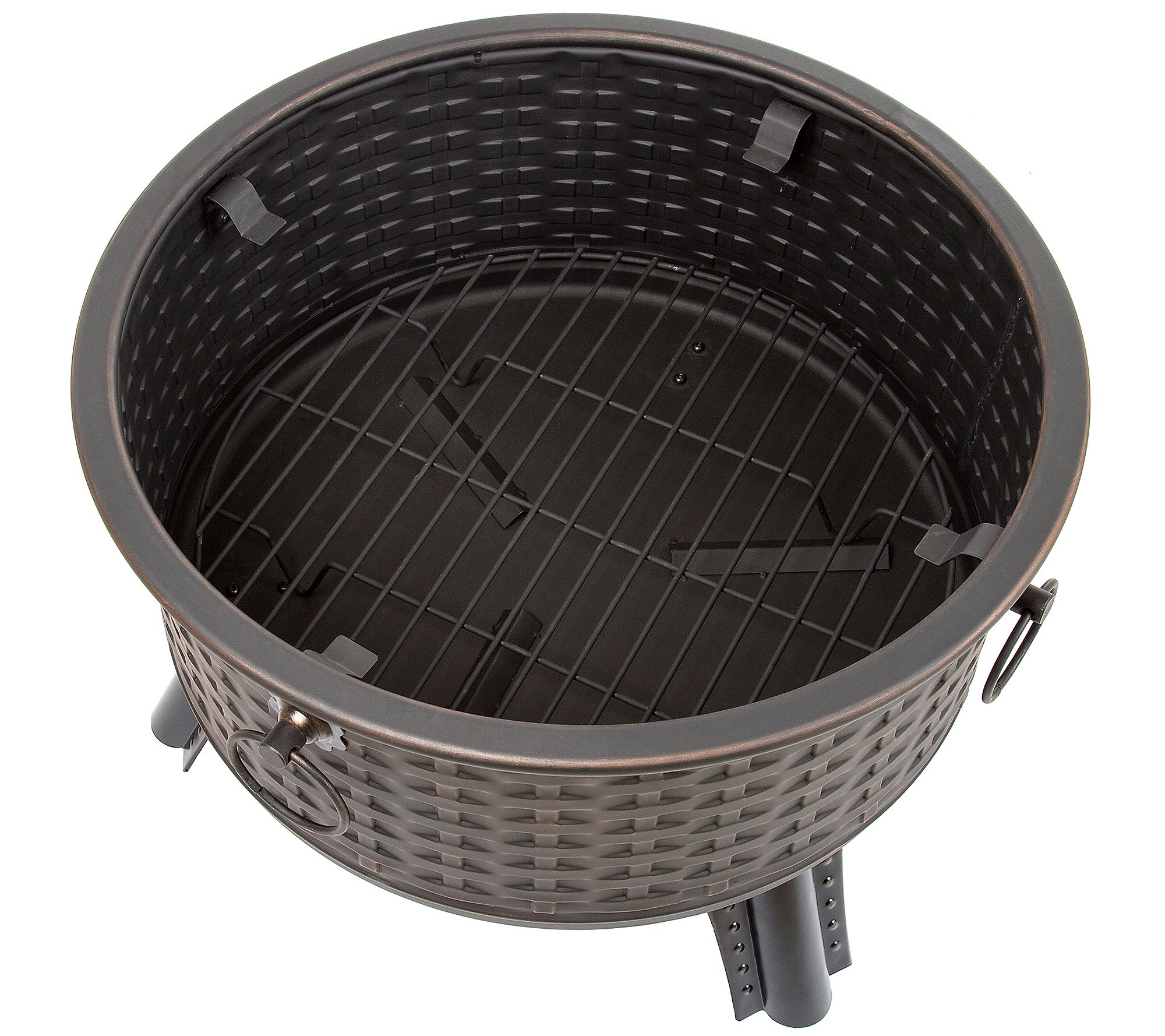 Pure Garden 26 Round Woven Metal Fire Pit withCover