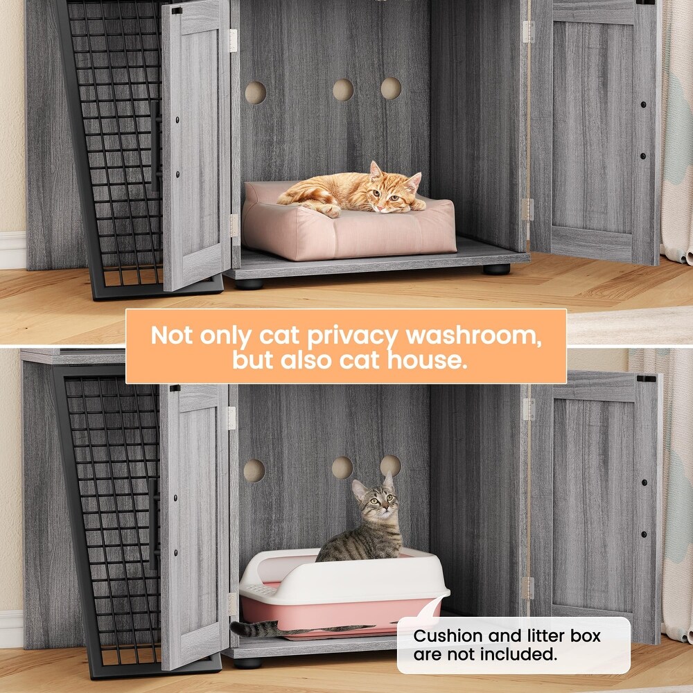 Modern Double Layer Cat Litter Box Enclosure  Hidden Cat Litter Box