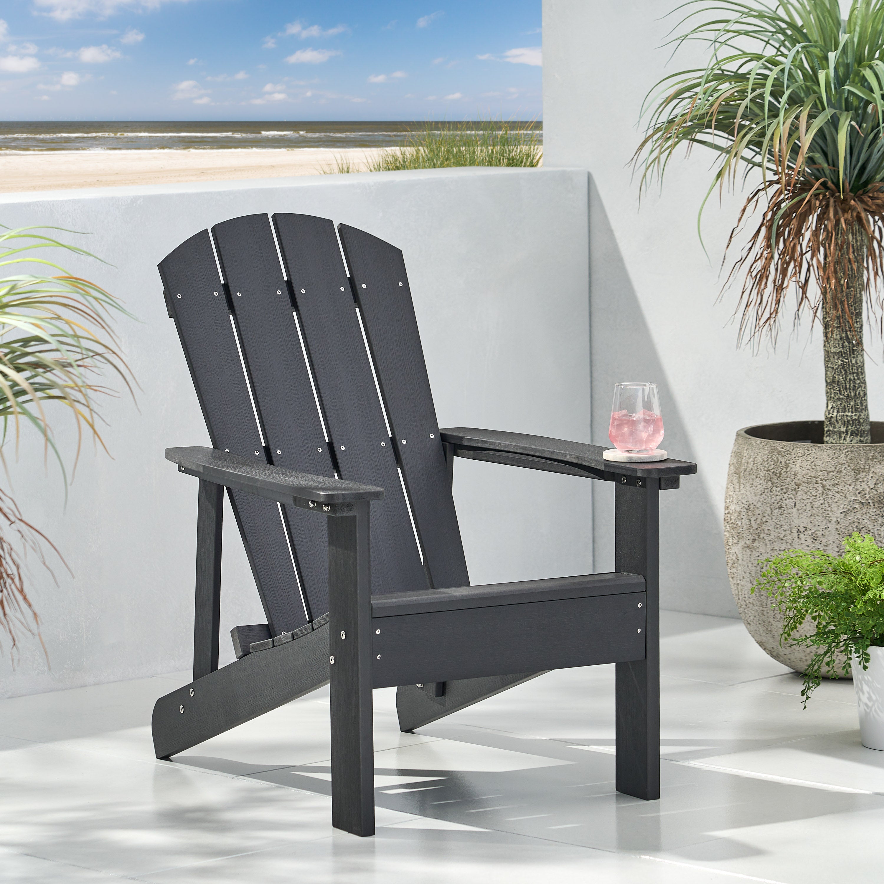 Anastasija Outdoor Faux Wood Adirondack Chair