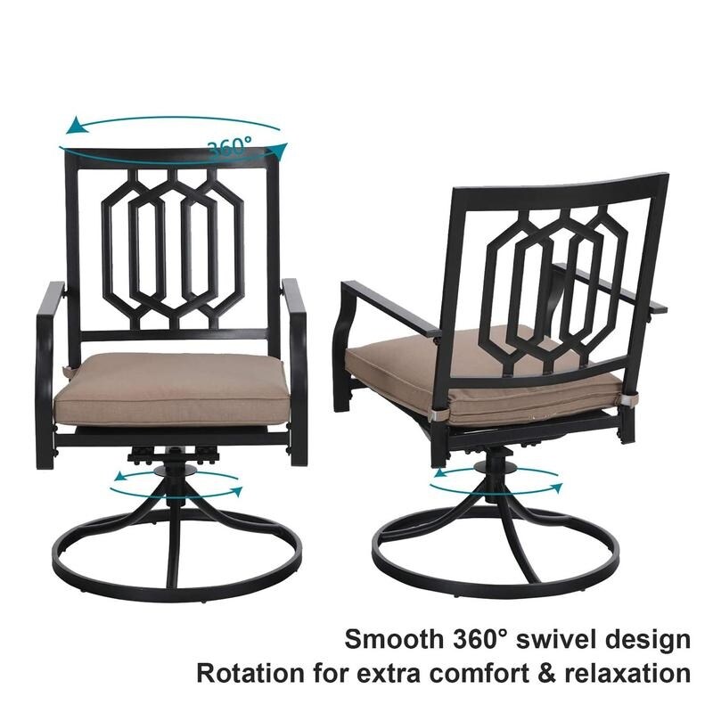 5 Pcs Outdoor Dining Set: Steel Swivel Dining Chair with Cushion and 37\