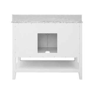 Home Decorators Collection Sturgess Open Shelf 43 in. W x 22. D x 35. H Vanity in White with White Marble Vanity Top 19111S-VS43C-WT