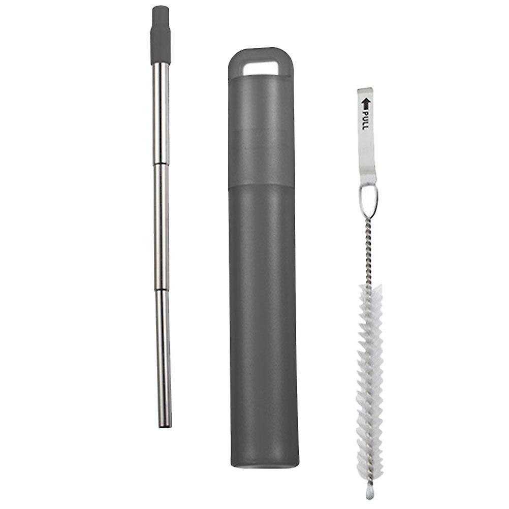 1 Set Reusable Metal Straw Collapsible Stainless Steel Drinking Straw Telescopic Straw With Case Cleaning Brush